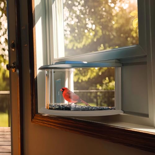 JOYSEUS Window Bird Feeder, 180° Clear View Bird Feeder, Durable and Elegant in-Window Bird Feeder for Watching Birds - Embrace The Delight of Bird Feeder.