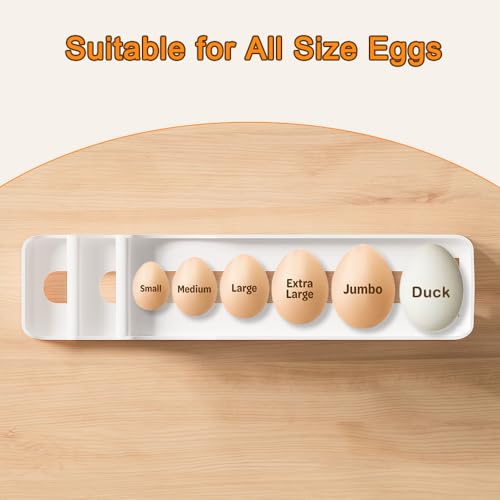 Egg Holder for Fridge, Egg Roller for Eggs 18 Count, 3 Tiers | Auto Rolling Egg Storage Organizer for Refrigerator, Slim Space Saving Container, Dispenser - size: 3 Tiers