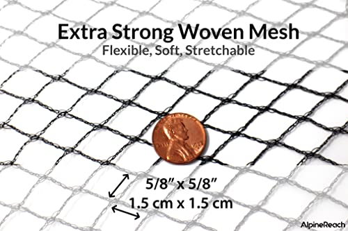 AlpineReach Garden Netting 7.5 x 65 ft Heavy Duty Bird Net, Deer, Plant Protection Extra Strong Woven Mesh, Reusable Kit with Zip Ties, Animal Fencing for Fruits Trees, Black - color: Black, size: 7.5ft x 65ft