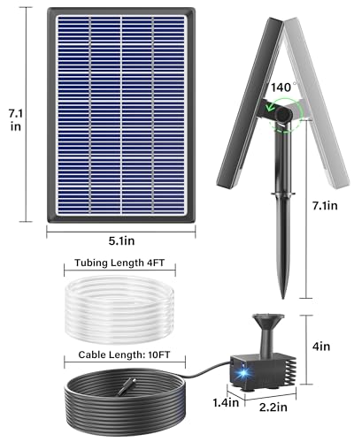 Biling Solar Water Fountain for Bird Bath, 3.5W Solar Water Pump Outdoor with 10ft Cable, 4ft Tubing, Solar Pond Pump for BirdBath, Garden Small Ponds (Need Direct Sunlight) - size: 3.5W