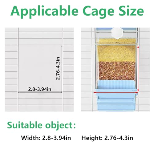 Hamiledyi Automatic Bird Feeder No Mess Bird Cage Feeder Transparent Acrylic Parrot Seed Food Container with Perch Cage Accessories for Parakeet Finch Lovebirds Budgies Canary (Blue) - color: Blue Transparent