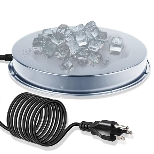 Chicken Water Heater for Winter, 110Watt Thermostat Heated Poultry Waterer Base with 9.8ft Power Cord，Suitable for Plastic/Metal Poultry Waterer (Silver, 11INCH-1PACK) - color: Silver, size: 11IN-1PACK