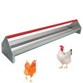 45" Chicken Trough Feeder, 5 Gallon Galvanized Steel Feed Trough with Drainage Holes & Red Crossbar | Heavy Duty, Rust-Proof Metal Duck Chicken Feeder Red - color: Red