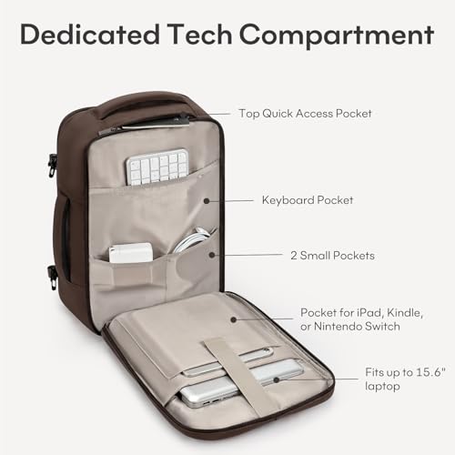 30L Travel Backpack for Women & Men: Flight Approved Carry On Backpack, TSA Personal Item Bag with Water Bottle Pocket, Weekender Essentials Backpacks fits 15.6" Laptop - Black Coffee - color: Black Coffee, size: Large