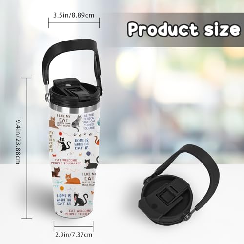Gift for Cat Lovers - 30oz Double-Wall Insulated Tumbler with Top Handle and Flip Straw, Gift for Cat Mom, Women, Birthday & Christmas, Great for Office, Car, Travel Use - color: Cat1