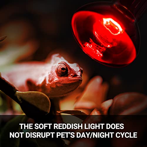 REPTI ZOO 75W Reptile Heat Lamp Bulb 2PCS Infrared Heat Emitter Red Heat Lamp for Reptile Amphibian, Infrared Basking Spot Light Bulb - style: Infrared Heat Emitter