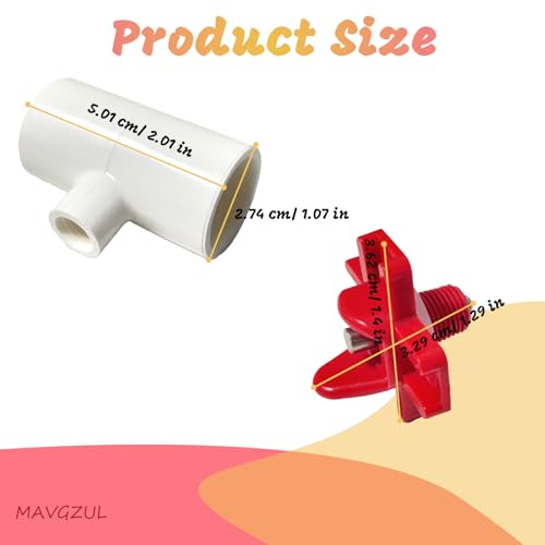(18 Pack) Horizontal Chicken Waterer Nipples with 1/2'' PVC Tee Fittings for DIY Automatic Chicken Waterering System