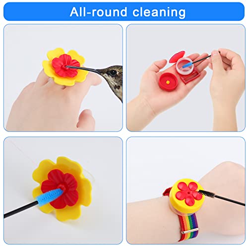 38 Pcs 3 Size Hummingbird Feeder Cleaning Brush Mini Nylon Tube Brush with 16 Flowers Bird Replacement Parts Double Headed Brushes for Bottle Feeding Hole Replacement(Black)