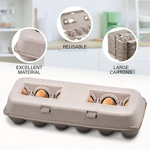 MT Products Blank Natural Pulp Egg Cartons Holds Up to Twelve Eggs - 1 Dozen - Strong Sturdy Egg Crate Cardboard Material Perfect For Storing Extra Eggs (25 Pieces) - Made in the USA - size: Standard