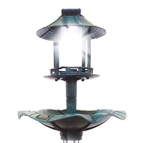 Birdbath 43" Vintage Green Solar Lighted Pedestal Bird Bath Garden Fountain Decoration Planter Accents BirdBath Antique Pedestal Flower Decoration Yard Statue Feeder Decorative Cage Stand