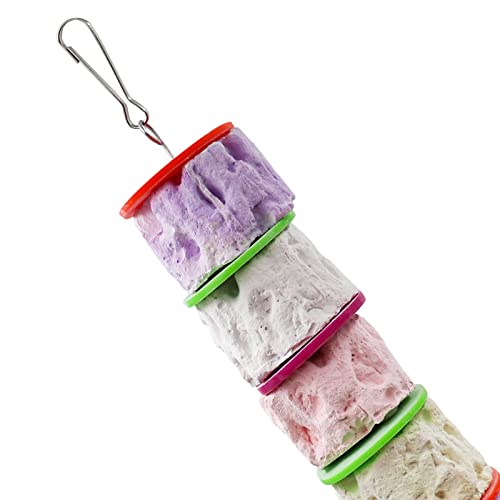 Large Bird Chewing Toy, Colorful Parrot Beak Grinding Calcium Stone with Bells, Bird Cage Accessories, Cage Toys for Cockatiel Parakeet Budgies Rat Hamster Chinchilla Rabbit Bunny African Grey(1 Pack)