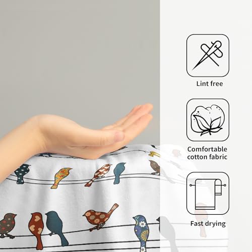 Rowley Birds Hand Towels Set of 2,14 x 28 Inch Colorful Boho Cute Farmhouse Country Nature Modern Ultra Soft Tea Towel for Hotel Gym Home Bathroom Kitchen Decor - color: Birds
