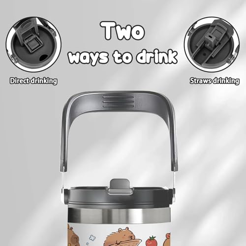 Capybara Gifts for Women - 30oz Tumbler with Straw and Handle, Capybara Stainless Steel Insulated Tumbler, Leak-proof Travel Coffee Mug for School Office - Capybaras Lovers Birthday Gift Cup(1pc) - color: Capybara1