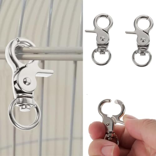 8 Pcs Bird Cage Lock Bird Cage Lobster Clasp, Birdcage Lock Birds Cage Clip Dove Cage Door Keychains Swivel Clip Rabbit Cage Door Locks Purse Hooks to Rotate Shackle Stainless Steel Iron Wire