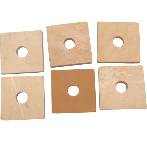 5033 Pk6 Big Punched Leather Squares - Thickly Cut Vegetable Tanned Bird Foot Toys, Pet Safe, Center Punched Hole, Versatile, Great for Small to Med Size Pet Birds