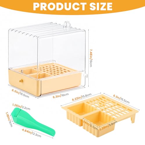 Bird Bath for Cage, 6.5 x 6.5 x 7.5 Inch, Clear Parrot Parakeet Bird Bath | For Small to Medium Birds Cockatiels, Budgie, Quaker, Conure, Lovebirds, Finches, Bird Feeder Scoop Included