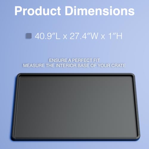 Dog Crate Tray Replacement - Heavy Duty Reinforced Pan | Thick composite plastic, waterproof & easy-clean. Fits metal cages, litter boxes & puzzle boards. - size: 40.9"L x 27.40"W x 1.0"H
