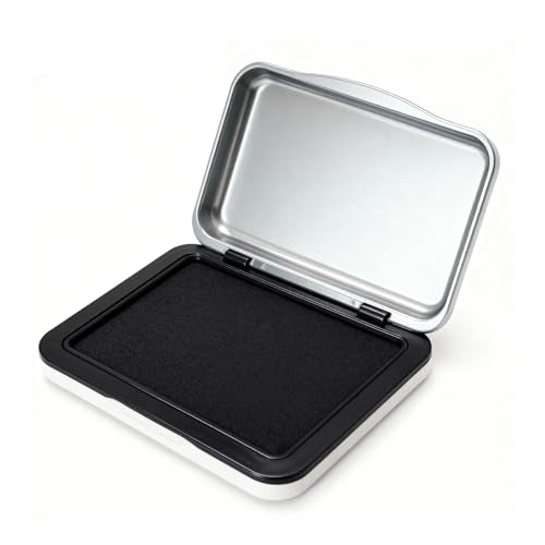 Ink Stamp Pad for Egg Date Marking,Black Red and Blue Colors Available, Metal Case (Black) - color: Black