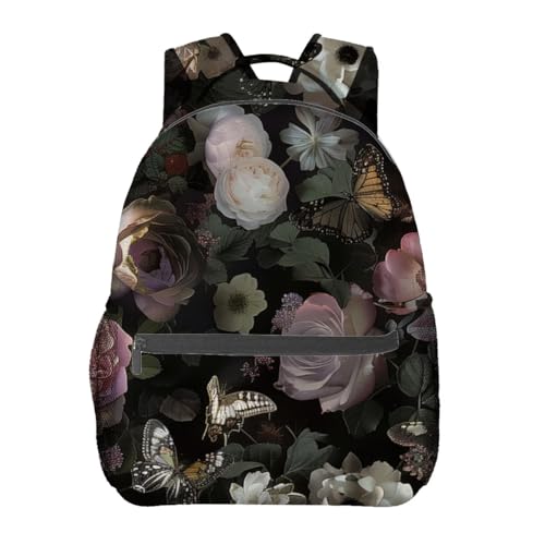 Dark Floral Butterfly Backpack Travel Backpacks Laptop Rucksack,School Bookbag for Women Kids Boys Girls,Flower Back Pack Accessories Bags,Ideal Gifts for Work, Outdoor Adventures - color: Color108