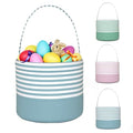 Easter Basket for Kid Boy Girl,Easter Egg Hunt Buckets,Personalized Canvas Tote Bags Easter Party Gifts for Easter Halloween - color: AB-Blue