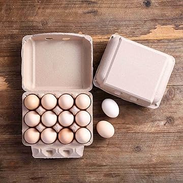 30 Pack Egg Cartons Bulk - 3×4 Style Reusable Cardboard Cartons 12 Count, Dozen Chicken Egg Crates