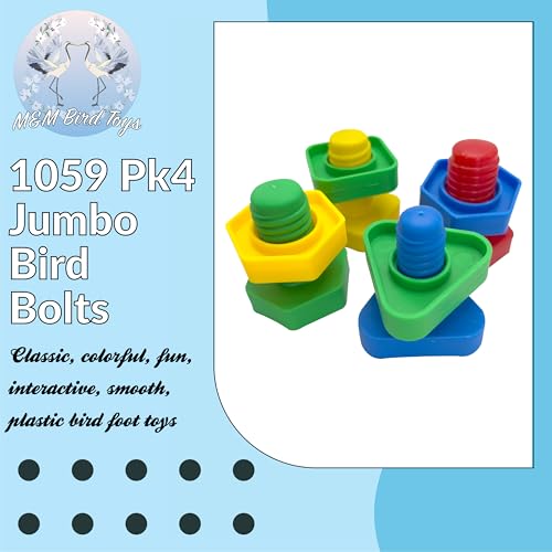 1059 Pk4 Jumbo Bird Bolts - Brightly Colored Plastic Interactive Foot Toys, Big Chunky Pieces, Easy to Turn, Excellent for Medium Size Pets Like African Grey Cockatoo Amazon