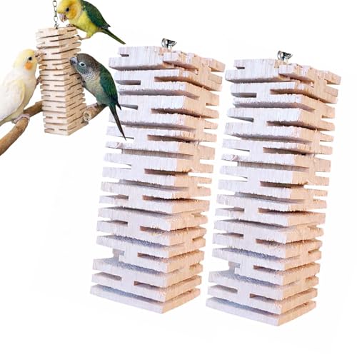 Balsa Slot Canyon Chipper Bird Foraging Toy - Natural Soft Balsa Wood Shredder for Green Cheek Conures, Cockatiels & Small Parrots - Interactive Destructible Chew Toy (2pc) - size: 2pc