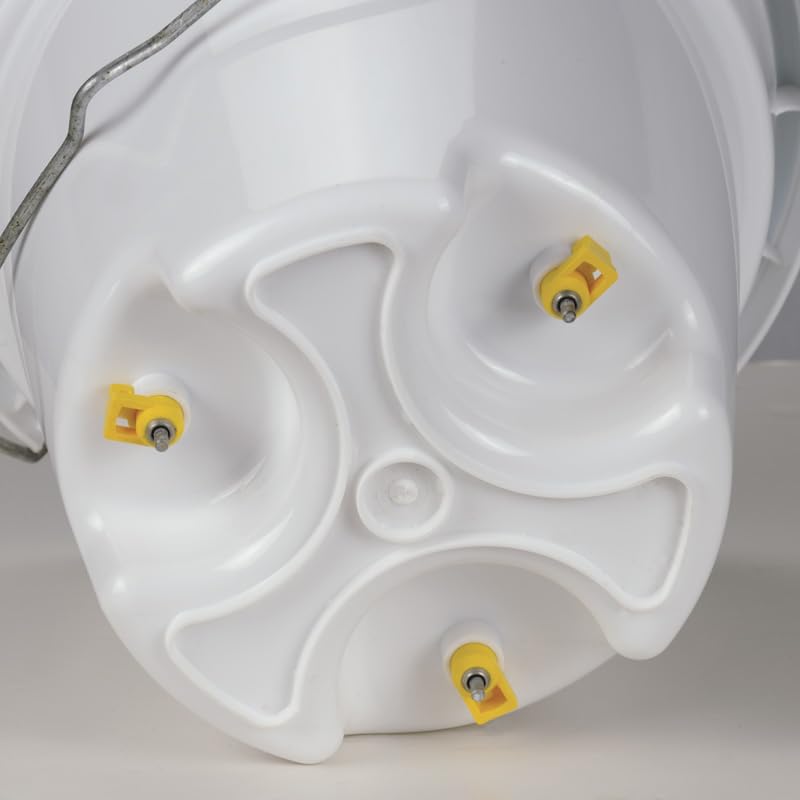Premier 1 Bucket Nipple Waterer for Chickens & Poultry | 3 recessed nipples keep reservoir clean. Hangs via included adjustable cord. For 35 adult birds & waterfowl. 3-gallon, 15"H.
