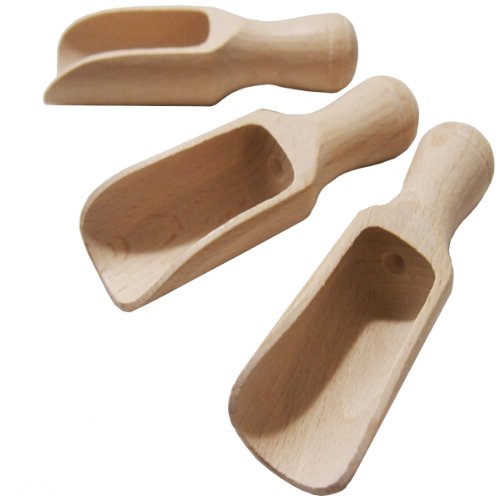 3pcs Multipurpose Wooden Scoops - Wood Salt and Spice Scoops - Rustic Bath Salt Scoop - Wooden Seed Scoop - 4" / 10cm Natural Beech Wood - size: 4" / 10cm