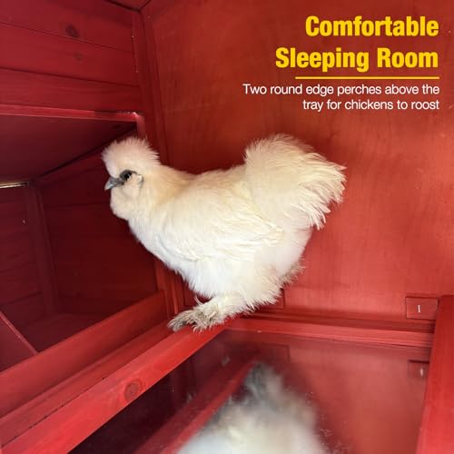Aivituvin Chicken Coop Mobile Hen House on Wheels Wooden Poultry Cage Rabbit Hutch with Nesting Box,Leakproof Pull-on Tray