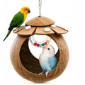 Handcrafted Coconut Bird Nest and Breathable Cage Hide Hut, Multi-Purpose Bird Cage Accessories, Suitable for Parakeets, Budgies, Lovebirds, Parrots, Hamsters and Small Pets