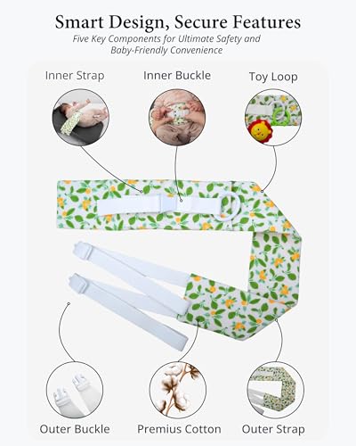 Changing Pad Strap & Changing Table Strap, Baby Safety Belt, Green | Soft, Adjustable, Safety Secure Anti-Escape for Infants 0-24M. Easy-Clean, Comfortable & Portable - color: Green/Yellow