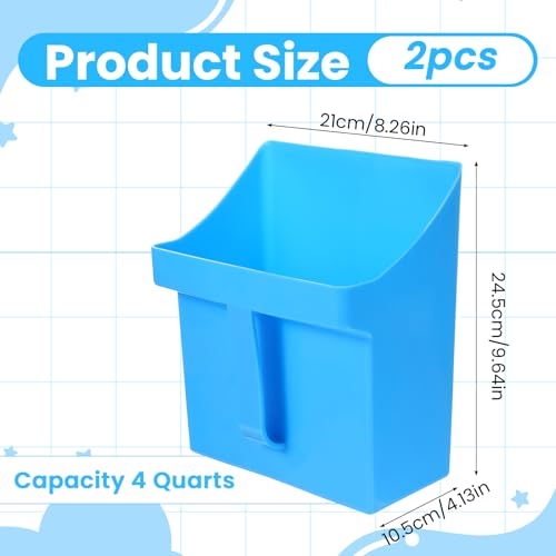 2 Pcs Large Feed Scoop 128 oz Plastic Grain Scoop Ice Seed Enclosed Bucket Utility Shovel with Side Handle for Horse Bird Chicken Livestock Animal Dry Food Restaurant Kitchen (Blue)