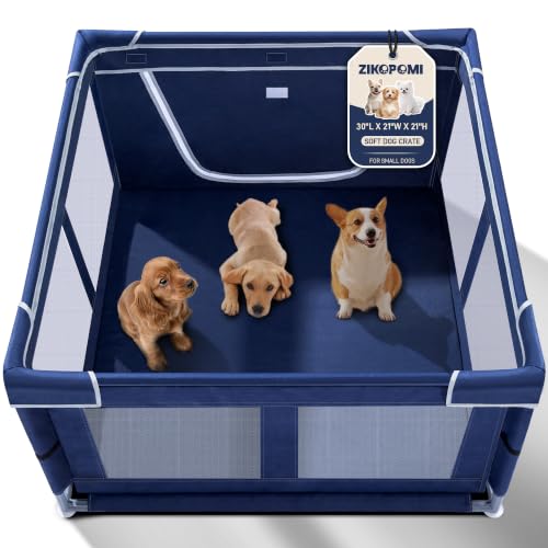 Puppy Playpen Indoor for Dog Small Pets, Dog Playpen 42x42x25 Inch, Dog Play Pen with Gate for Outdoor and Indoor, Oxford Fabric Pet Playpen for Puppy, Anti-Tipping Dog Enclosure with Zipper Door - color: Royal Blue, style: 42 Inch w/o top