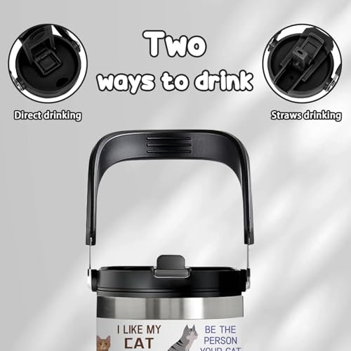 Gift for Cat Lovers - 30oz Double-Wall Insulated Tumbler with Top Handle and Flip Straw, Gift for Cat Mom, Women, Birthday & Christmas, Great for Office, Car, Travel Use - color: Cat1
