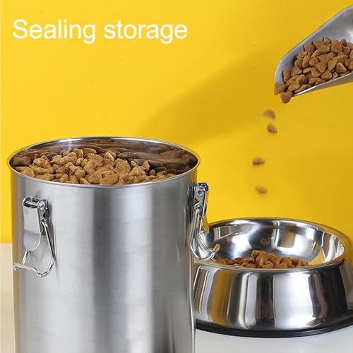 Pongnas Stainless Steel Pet Food Container, Metal Dog Food Container for Dog Food, Cat Food, and Bird Seeds, Compact Kitchen Storage Ideal for Countertop Display(2500ML)