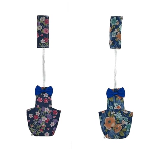 2 PCS Floral Bird Diaper Nappy Clothes Reusable Washable Cloth Blue&Green for Parrot Macaw Budgies Parakeet - size: S