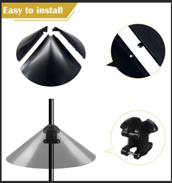 Queension Squirrel Proof Baffle, 19-inch Wide Squirrel Guard Stopper for Outdoor Bird Feeder Poles or Outside Shepherd Hooks, Save Bird Houses from Squirrels, Raccoons, and Rodents, Black, 1 Pack… - style: Pole Mount