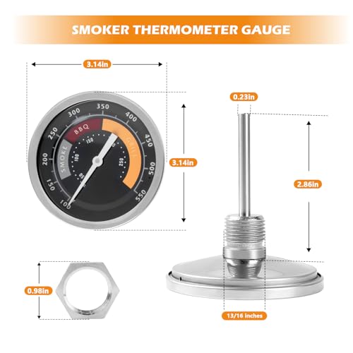 3695528R06 Grill Thermometer Fit for Oklahoma Joe's Smoker | 2 Pack Temperature Gauge BBQ Thermometer Gauge for Smoker Oven and Charcoal Gas Grills, 13/16-inch Accessories - size: 1 Pack