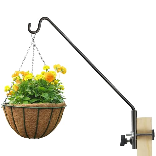 ERYTLLY Extended Rail Hook Fence Deck Heavy Duty Bird Feeder Hook 360 Degree Rotary and Length Adjustable Plant Bracket for Bird Feeders, Planters, Suet Baskets, Lanterns, Wind Chimes and More - size: Rail Hook - Adjustable Length - 1 Pack