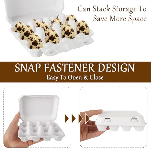 50 Pack Quail Egg Cartons, 3x4 Dozen Quail Egg Carton, Blank Natural Pulp Quail Eggs Container Holder Reusable for 12 Count Quail Egg Carton Storage Tray for Refrigerator