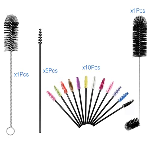 17 Pieces 4 Size Hummingbird Feeder Cleaning Brush Mini Nylon Tube Brush Set Double Headed Hummingbird Brush Cleaner 2 in 1 Hummingbird Brush Kit for Bottles, Tubes, Jars, Bird Feeder (Black) - color: Black