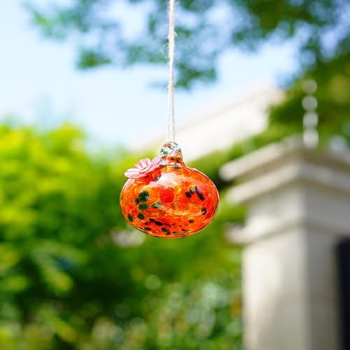 3in Blown Glass Hummingbird Feeder for Outdoors Window Hanging - color: C