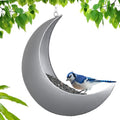 Hanging Moon Bird Feeder – Unique Metal Bird Feeders for Outdoors, Silver Rust-Resistant, – Wild Bird Feeder for Bluebirds, Cardinals, Finches, and Backyard Birdwatching - color: Silver