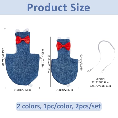 SUPERFINDINGS 2Pcs 2 Sizes Bird Diaper Harness Cockatiel Tuxedo Flight Suite Reusable Parrot Nappy Clothes Costume with Steel Wire Spring Rop for Parrots Pigeons Pet Supplies