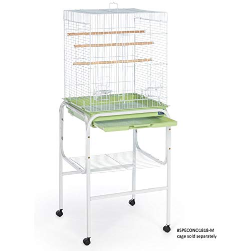 Prevue Pet Products Bird Cage Stand with Shelf - Small Metal Cage Stand with Rolling Wheels, Bird Stands for Inside, Mid‑Height Shelf for Cage Accessories, Toys, and Storage - White - color: White, size: 19.0"L x 19.0"W x 19.0"H