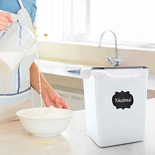 Large Food Storage Containers 5.2L (175oz), MCIRCO 4 Pieces Plastic Airtight Food Storage Containers for Flour, Sugar, Baking Supplies, with 4 Measuring Cups and 20 Labels - size: 5.2L