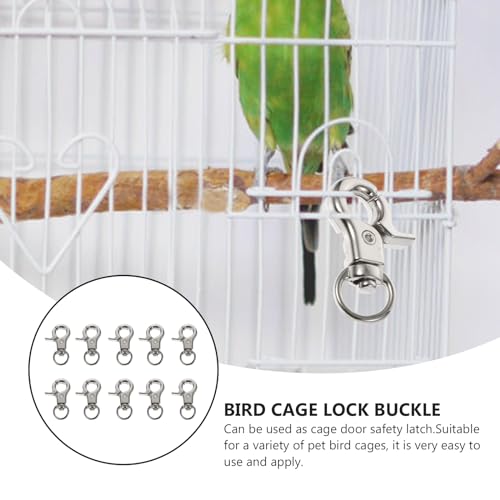 balacoo 10 Pcs Bird Cage Door Lock Buckles Pet Cage Safety Clips Anti-Escape Hook Clips for Parrot Cages Small Medium Large Birdcage Use 1.18 X 0.59 X 0.19 in