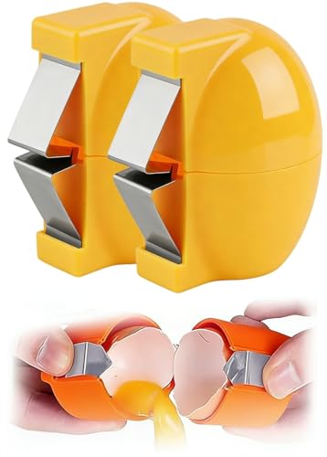 Stainless Steel Egg Biscuit and Separator, Handheld Bottle Opener for Raw Eggs and Hard Boiled Eggs, Multi-functional Kitchen Gadgets for Easy Peel and Egg White Separation (2) (2)