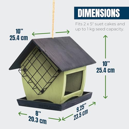 MEKKAPRO Double Suet Cage Bird Feeders, Weatherproof Hanging Outdoor Feeder | Suet Holder For Wild Birds, Built For Outside Hanging, Offering Suet Bird Feeders For Outdoors Across Every Backyard Setting